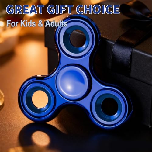 Fidget Toys Adults,Electroplated Metal Fidget Spinner Stress Reducer,High Speed 3-5 Min Quite Spins,Fidgets for Adults & Teens & Kids Age 6+(Blue) - color: Blue