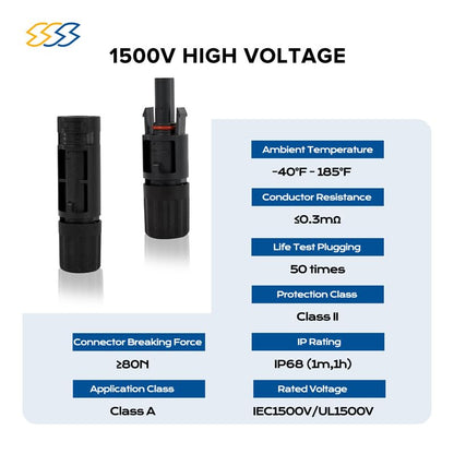 Solar Connectors Kit, 1500V - Waterproof IP68, High Conductivity for 10-14AWG Wires, Includes Spanners - Inspected & Kitted in The USA (18 Pairs - 36 Pcs) - style: 18 Pairs - 36 Pcs