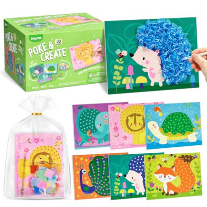 JoyCat 24 Pack Animal Poke Art Party Favors, Mess-free Craft Kits Ages 4-8