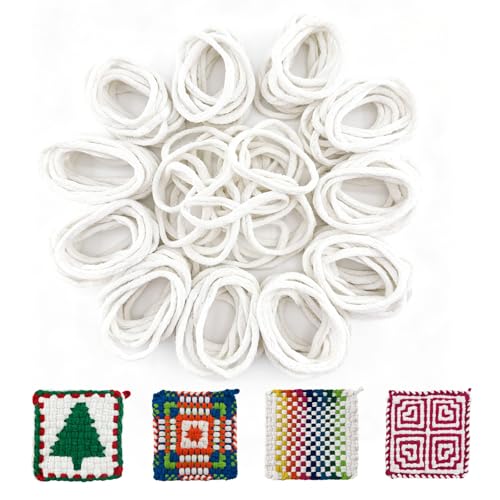 OYACH 10inch Cotton Weaving Potholder Loom Refill Loops,White 230 Dyeable - color: White 10" Cotton Loops