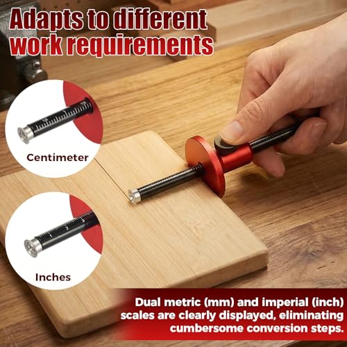 Wheel Marking Gauge for Woodworking, Micro Adjustable Dovetail and Mortise Marker with Dual Metric Imperial Scales, Aluminum Alloy Carpentry Tool