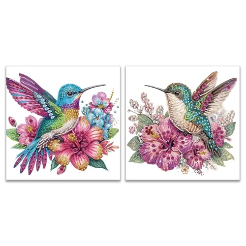 JATOK 2 Pack Diamond Art Kits for Adults, Hummingbird, 11.8 x 11.8 in - color: Lime