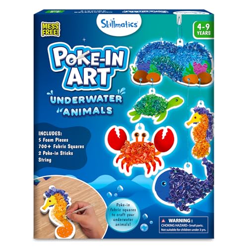 Skillmatics Poke-in Art – Underwater Animals, Wood Craft Kit, Gift for Kids - style: 7. Underwater Animals