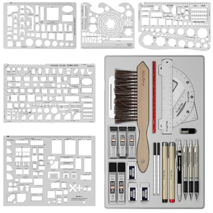 Nicpro 30PCS Professional Drafting Tools & Geometry Set with Case - size: 30 PCS