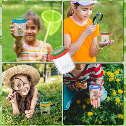 Coopay 32 Pieces Magnifying Insect Box - Bug Viewer, Critter Insect Cage, Container, Bug Catcher Cage, Jar Collecting Kit for Children, Kids Science Nature Exploration Tools - style: 32 Pack Set