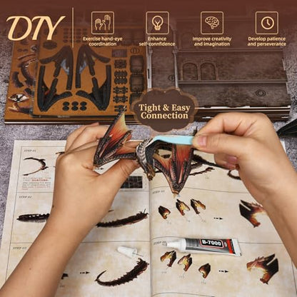 Ember Castle DIY Book Nook Kit, 3D Wooden Puzzle Dollhouse with LED - color: Ember Castle