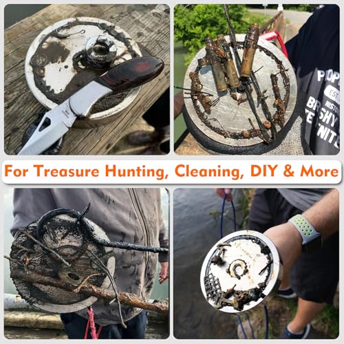 MUTUACTOR Fishing Magnet Kit Heavy Duty,Super Strong 2000lbs Double Sided Neodymium Magnet,Φ3.81”Permanent Rare Earth Magnets Fishing with 65FT Rope Gloves for Hunting Retrieval Underwater Searching - style: 2000lb Magnet(Double Sided) with Box--Φ 3.81"