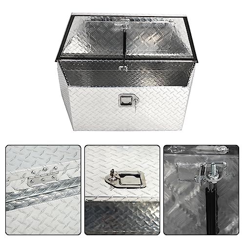 BLACKHORSE-RACING 39" Aluminum Diamond Plate Trailer Tongue Box, Silver - color: Silver, size: 39"(L) x 16.5"(W) x 12"(H)-Diamond Plate