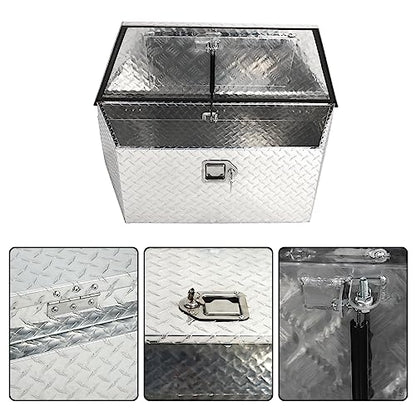 BLACKHORSE-RACING 39" Aluminum Diamond Plate Trailer Tongue Box, Silver - color: Silver, size: 39"(L) x 16.5"(W) x 12"(H)-Diamond Plate