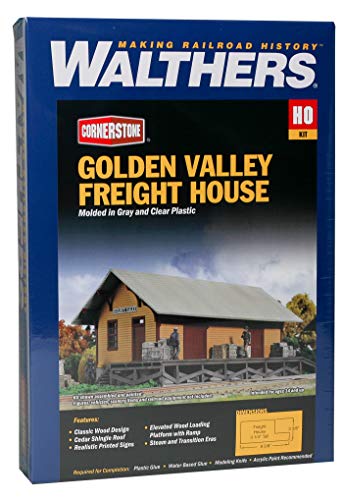 Walthers Cornerstone Series174 HO Scale Golden Valley Freight House Kit 8-3/8 x 3-3/8 x 3-1/4" 20.9 x 8.4 x 8.1cm - style: Golden Valley Freight House