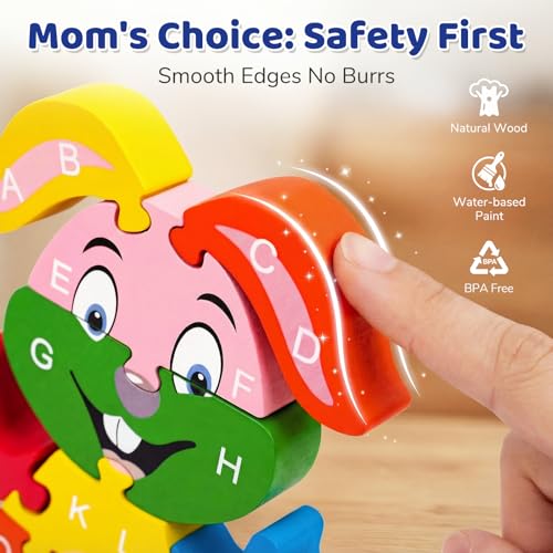 LovesTown Puzzle for Kids, Wooden, 3D Rabbit Shape - size: Medium, style: Rabbit