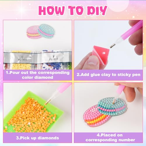 Labeol Diamond Art Kits for Kids with 5D Diamond Creat Your Own GEM Keychains Arts and Crafts for Kids Ages 8-12 Christmas Stocking Birthday Gifts for Kids 6+ - style: Dessert