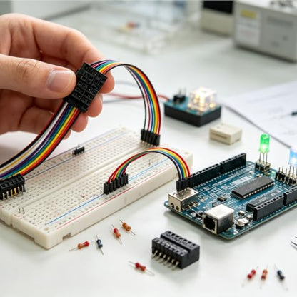 40pcs 10cm Female to Female Dupont Jumper Wire, 40Pin Pin Header Connector Cable Kit 2.54mm Rainbow Ribbon F-F for Arduino Raspberry Pi Board to Board Electronics Prototyping - size: 10cm 40PCS F-F