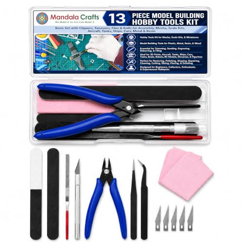 Mandala Crafts 13 Model Building Hobby Tools Kit for 3D Plastic Miniatures - style: Basic 13 PCs