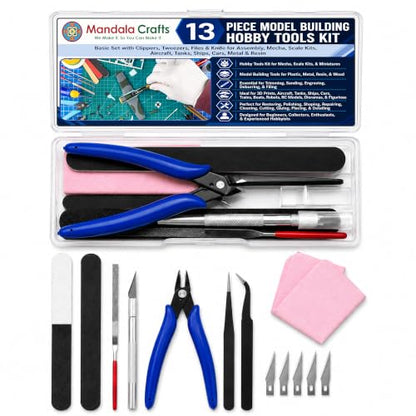 Mandala Crafts 13 Model Building Hobby Tools Kit for 3D Plastic Miniatures - style: Basic 13 PCs