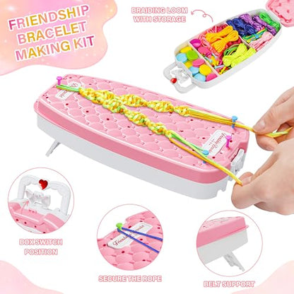 Friendship Bracelet Making Kit for Girls Ages 6-12, DIY Jewelry Craft Toy - color: Pink