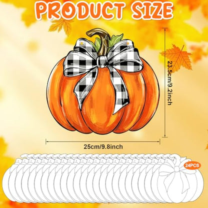 24 Pcs Fall Coloring Wreath Crafts Color Your Own Fall Crafts, Pumpkin - color: Pumpkin