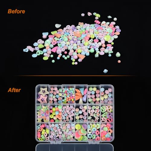 CGCG 3-Pack 18-Grid Clear Plastic Beads Organizer Box 7.9x5.8