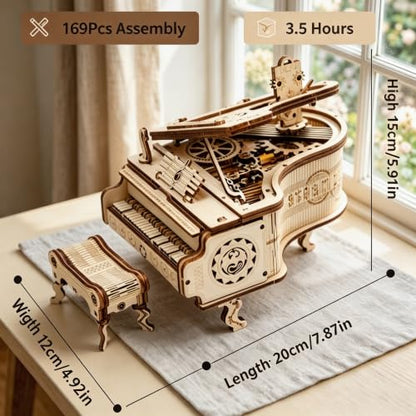 3D Wooden Puzzle Music Box for Adults, Mechanical Violin Model Kit, DIY Wood Craft Building Set, Romantic Hobby Gift for Men Women