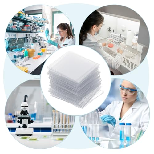 Luxshiny 100Pcs 0.86 X 0.86 Inch Plastic Microscope Slides - size: 22X22mm