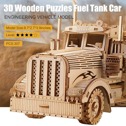 Fuel Tank Truck 3D Wooden Puzzle for Adults - color: Fuel Truck Car