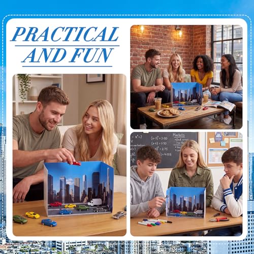 AmazingSpark 2 Set City Style Diorama Box and Road Sticker Decor, City Diorama Project Supplies Set, Cardboard Display Case Kit & Cards with Double Sided Tapes for Cars Miniature DIY Crafts - style: City