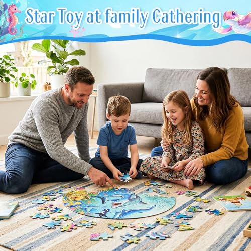 Civaner 70 Pieces Floor Puzzles Round Large Puzzles, Ocean - style: Ocean