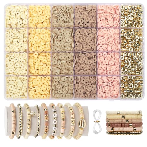 2370pcs Neutral Clay Beads for Bracelets Making - color: Neutral