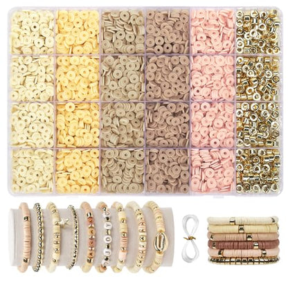 2370pcs Neutral Clay Beads for Bracelets Making - color: Neutral
