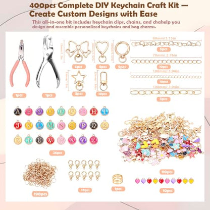 FULGENSZ 400PCS DIY Lipgloss Charm Kit – 136 Charms, 30 Keychains, Extender Chains & Tools for DIY Keychain & Key Chain Charm Kit Projects, Bag Charms, Jewelry Making & Party Gifts (Classic Color) - color: Classic Color
