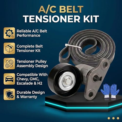 Belt Tensioner with Pulley & Serpentine Belt Fits 2011-2016 Chevy Cruze 2012-2019 Sonic 2013-2020 Trax 2016 Cruze Limited 2013-2020 Buick Encore Replace - size: 90K-38159