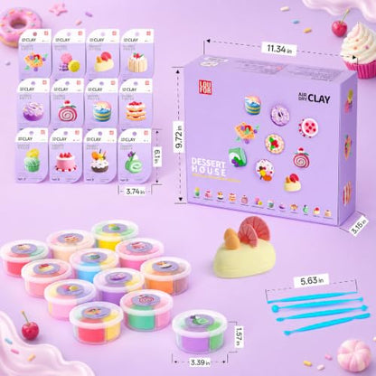 Air Dry Clay Kit -12 Desserts Modeling Clay for Kids Arts and Crafts - color: #06Purple- Dessert House