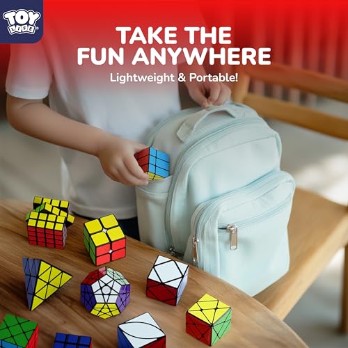 STEAM Life Speed Cube Set 10 Pack, Variety of Shapes & Difficulty Levels – Includes 2x2, 3x3, 4x4 Pyramid, Mirror, Megaminx & More – Smooth & Fast Turning Puzzle Cubes for Kids & Adults, Ages 8+ - color: 10pc