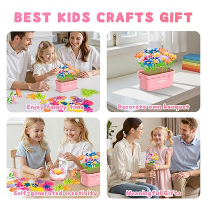 Deesry Craft Kits for Kids Ages 4-8, DIY Arts and Christmas Crafts for Kids, Fabric Flower Bouquets Toys with Storable Box, Flower Making Toy, Birthday Gifts for 4 5 6 7 8 Years Toddler Girl Toys