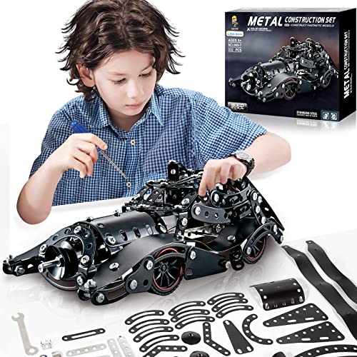 Erector Sets for Boys Age 8 9 10 11 12-16 and Older, 332 Pcs Batman Model Car Building Set for Kids Ages 8-12 Year and Up Metal STEM Educational Toy for Kids Boys Girls or Adults - style: Batmobile Model