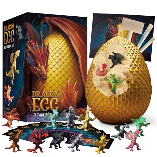 Dragon Dig Kit, 12 Dragon Egg with Dragon Toys for Boys 6+ - color: Dragon Dig Kit