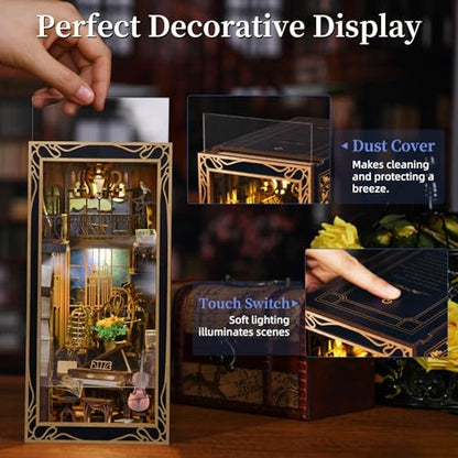MiniCity Pianist and Nightingale Book Nook Kit, Wooden 3D Puzzle with LED - color: Pianist With Nightingale