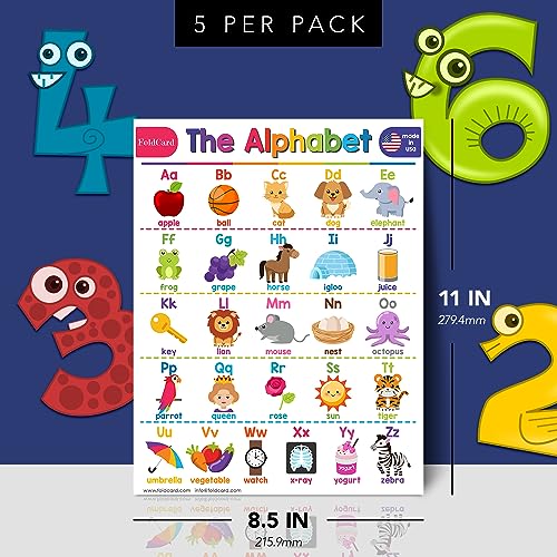 FoldCard Alphabet Chart Educational Poster 8.5x11 5pk - color: Alphabet