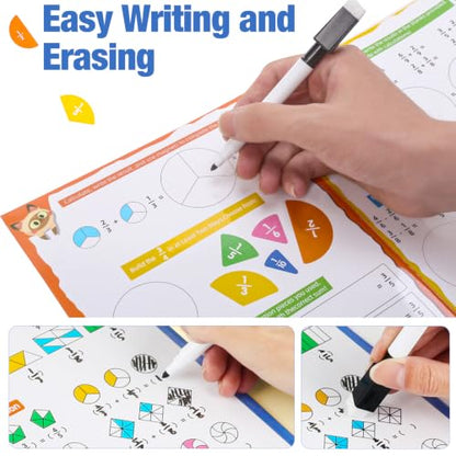 Montessori Magnetic Educational for Kids Visual Learners, Practical Fractions Demonstration Book with Circles and Tiles for Home School and Classroom (MID, Magnetic Fraction Puzzle)