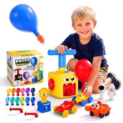 Balloon Launcher with Inertia Car Toy Set for Kids Ages 3 and Up - color: Yellow Monster