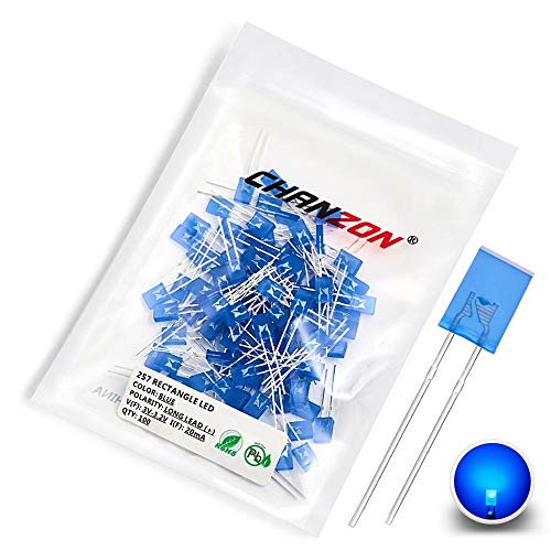 CHANZON 100 pcs 2x5x7 Blue Diffused LED Diode Lights 257 (DC 3V 20mA) - color: I) Blue Lens (100pcs)