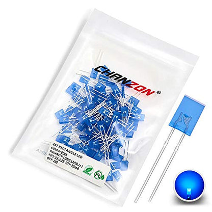 CHANZON 100 pcs 2x5x7 Blue Diffused LED Diode Lights 257 (DC 3V 20mA) - color: I) Blue Lens (100pcs)