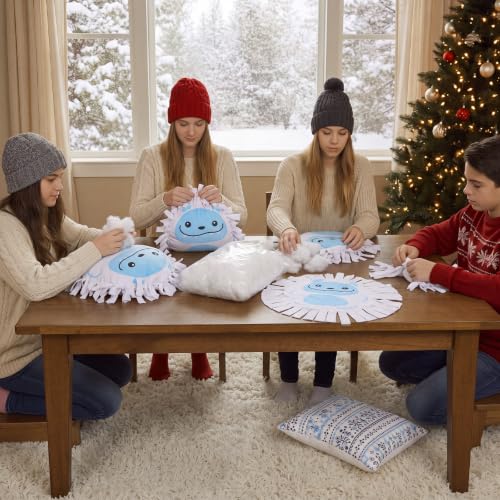 Weysat 6 Sets Christmas Snowman Tied Pillow Craft Kit No Sew Fleece Pillow - style: Snow