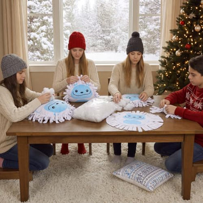 Weysat 6 Sets Christmas Snowman Tied Pillow Craft Kit No Sew Fleece Pillow - style: Snow