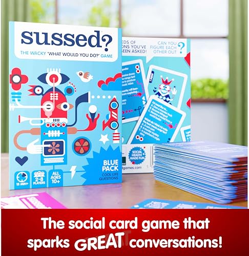 SUSSED The Wacky ‘What Would You Do’ Card Game - Social Fun for Teens - color: Cool Blue (Cool Life Questions Theme)