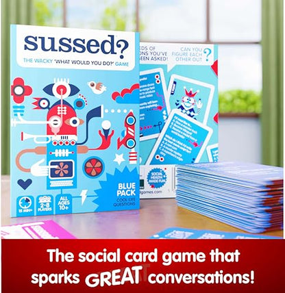 SUSSED The Wacky ‘What Would You Do’ Card Game - Social Fun for Teens - color: Cool Blue (Cool Life Questions Theme)