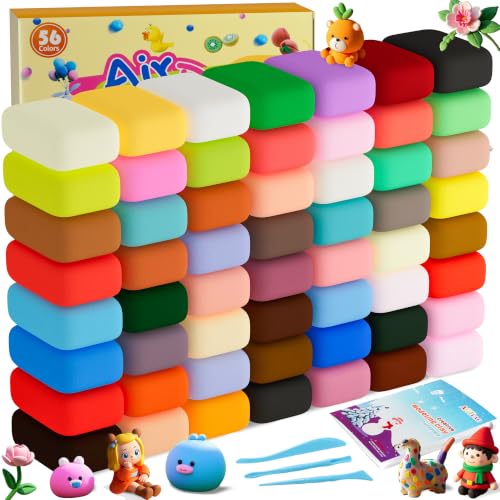 ARTPAR Air Dry Clay 56 Colors,Modeling Clay for Kids,Molding Magic Clay Kit - color: 56 Colors