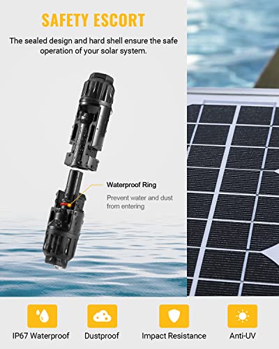 BougeRV 44PCS Solar Connector with Spanners IP67 Waterproof Solar Panel Cable Connectors Male/Female 22Pairs(10AWG) - size: 22 Pairs 10AWG Male/Female & 1 pair of spanners