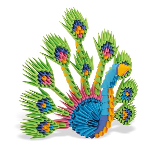 Creagami Peacock Origami Set - Large 3D Modular Paper Art Kit for Creative Exploration, Clear