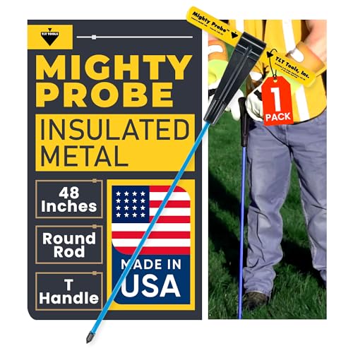 T&T Tools 48-Inch Mighty Probe Metal Soil Probe – 3/8" Round Rod - 1 Pack - size: 48-Inch Long Overall w/ 3/8" Metal Round Rod
